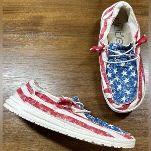 Hey Dude Women’s Size 9 Wendy Star Spangled Shoes